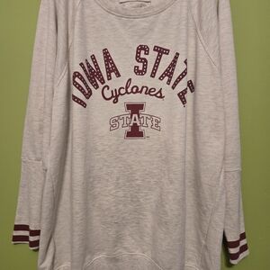 Touch by Alyssa Milano Cream Crewneck with Red Iowa State Graphic